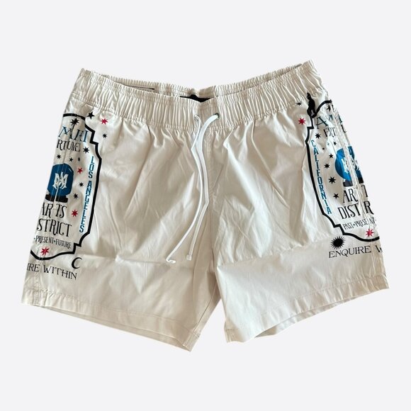Amiri White & Multicolor Fortune Logo Swimshorts - Picture 1 of 4
